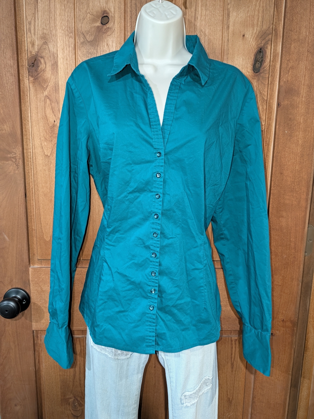 7th Ave Women's Teal Button-Down Shirt - Tailored Collar